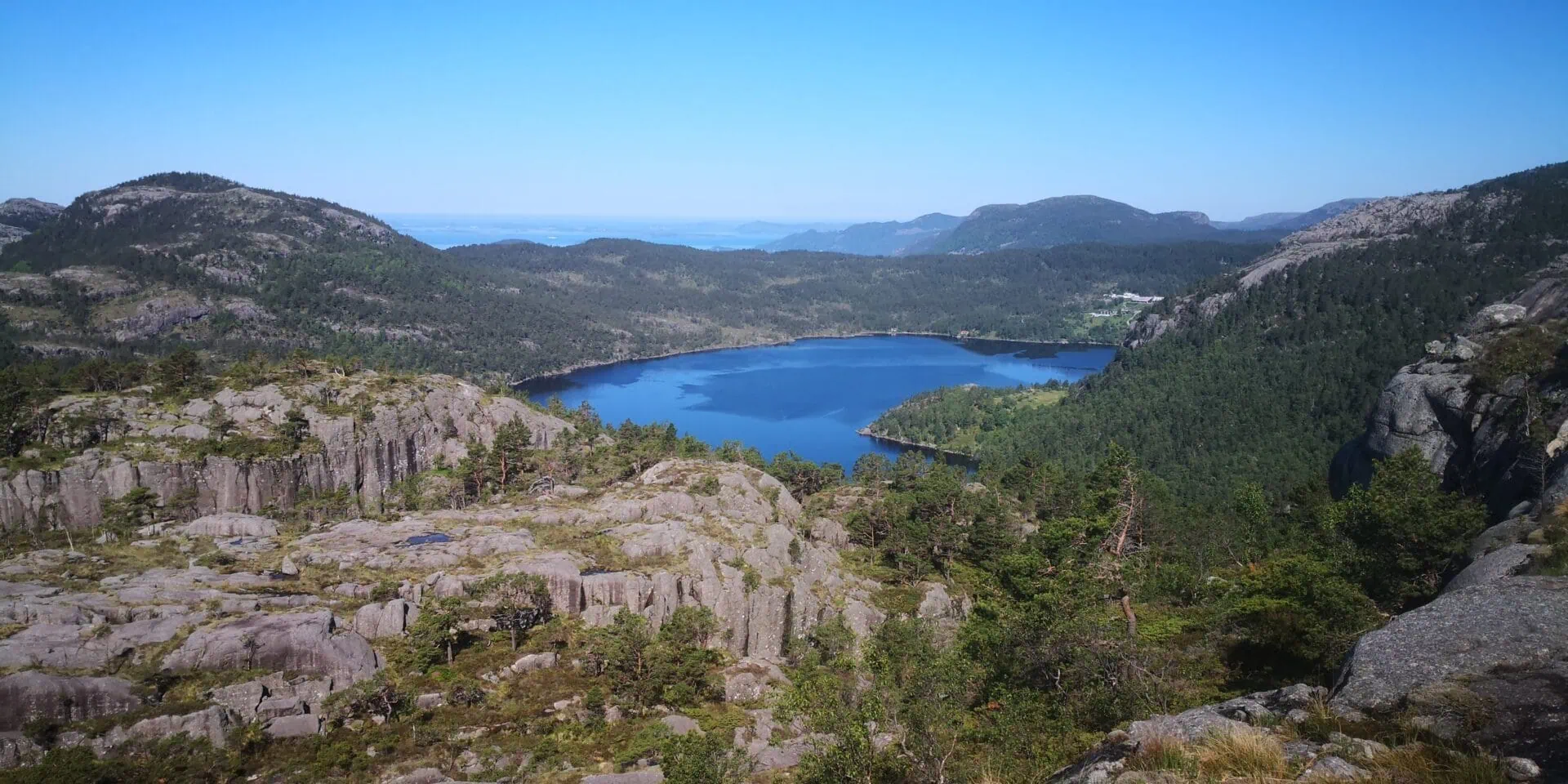 Vatne and Torsnes by Revsvatnet Revsvatnet lake with the historic farms Vatne and Torsnes north of Preikestolen.